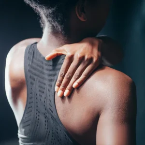 woman holding shoulder- Shoulder pain - Sarasota Chiropractic Care